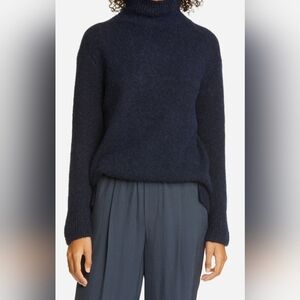 Vince mock neck, double split hem sweater in coastal blue